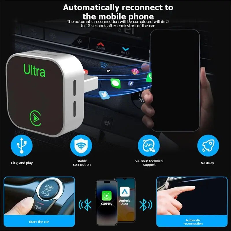 Latest 2 in 1 Wireless for Carplay Smart Box USB Dongle Adapter for Android Auto Wired Connection for Carplay To Wireless Plug