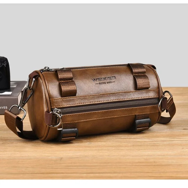 New Messenger Bag Cylinder Ins Men's Bag Casual Japanese Single Shoulder Men's Fashion Trend Street Bag Durable Simple Handbags