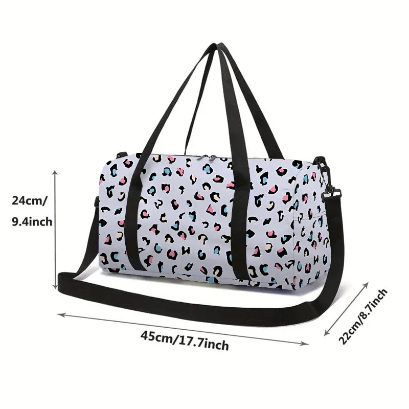 Leopard Spot Large Capacity Luggage Bag For Boy/Girl Children Best Gift 2D Flat Cartoon Leisure Travel Duffels Bag Fitness Bag
