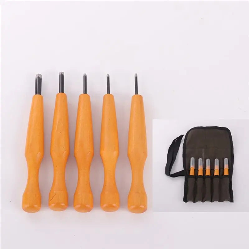 Hot Sale-Triangular Linoleum For Wood Carving Tools Set-5 Pieces Chisel V-Shaped Knives For Linocut Printmaking