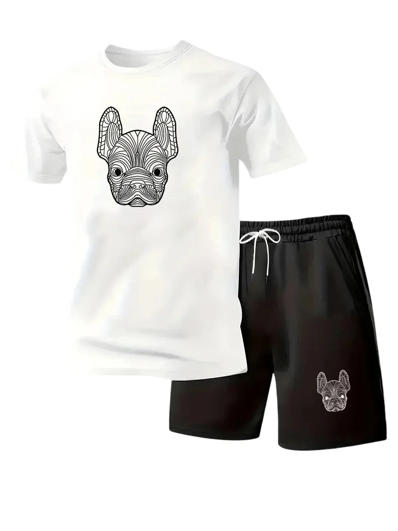 Summer Men's Quick Dry Casual Short Sleeve T-Shirt And Shorts Set City Street Fashion Running Sports 2-Piece Suit