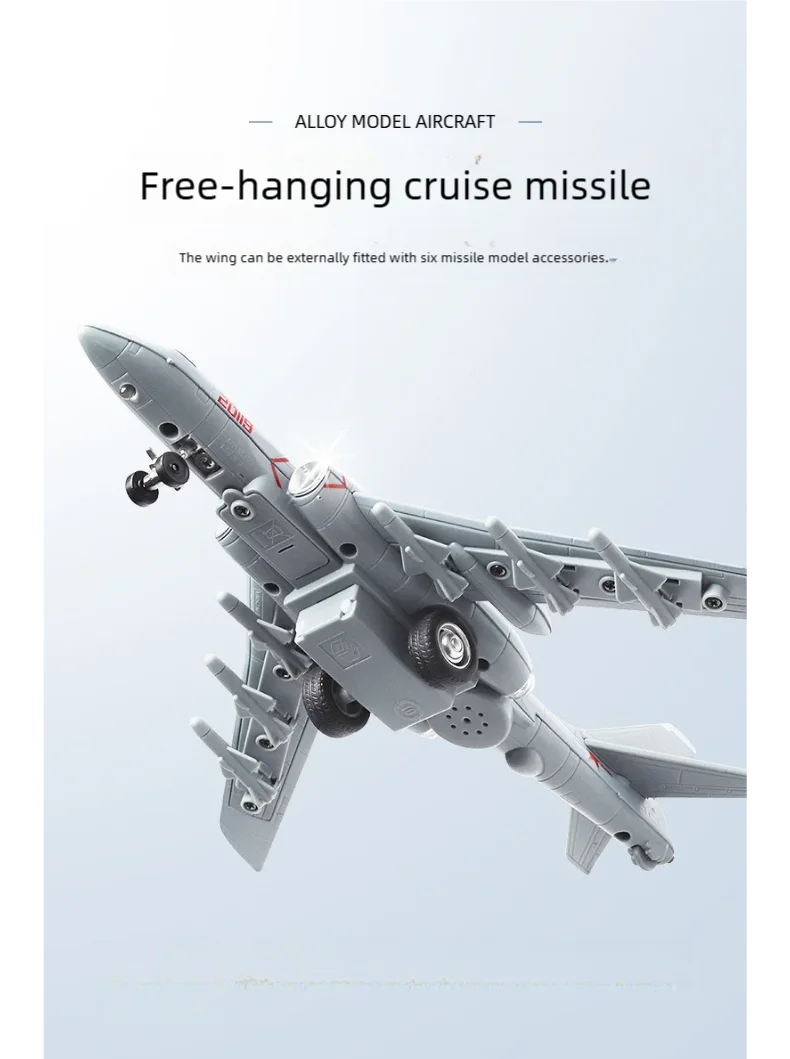 H-6k Bomber Simulation Alloy Scale Aircraft Model Diecast Planes For Military Aviation Display With Sound And Return Force