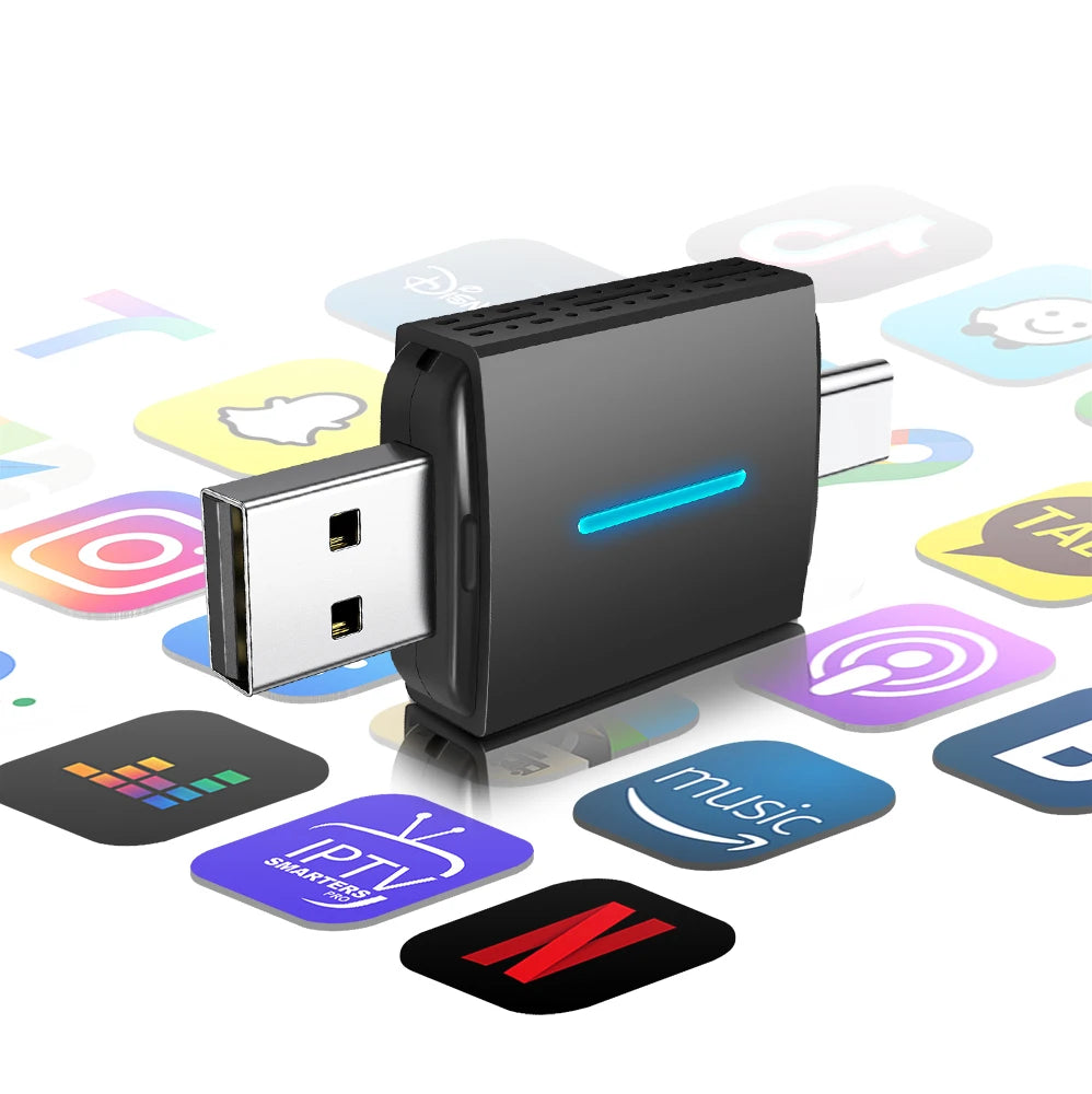 Android Auto Wireless Carplay Type-c USB Bluetooth Wifi Plug and Play 2In1 Dongle For Chevrolet Citroen Buick Cadillac Chery VW