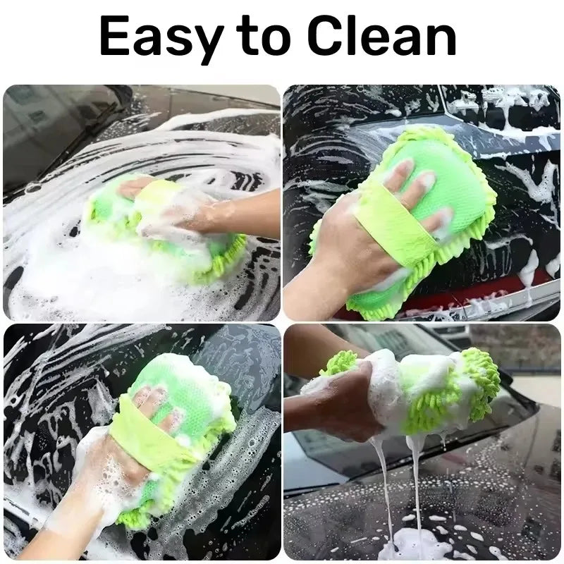 High Density Car Cleaning Sponge Coral Fleece Chenille Block High Absorbency Scratch-Free Auto Styling Detailing Wash Mitt Tool