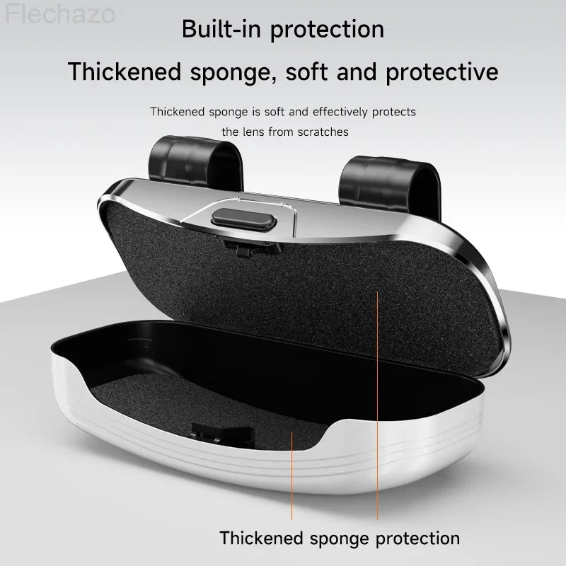 Luxury Car Glasses Case Universal Sun Visor Sunglasses Holder Box Anti Scratch Eyeglasses Protection Case One Hand Operation