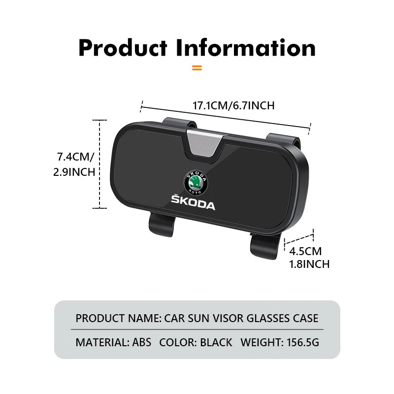 Car Sun Visor Sunglasses Glasses Case Glasses Storage Box For Skoda Fabia Kamiq Superb Scala Enyaq-iV MK3 VisionS Yeti