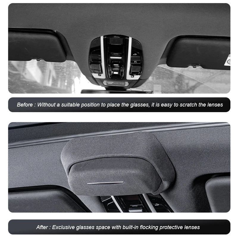 For Porsche Cayenne 2018 2019 2020 2021 2022 2023 2024 Car Suede ABS Glasses Case Sunglasses Storage Clip Protective Lenses ﻿