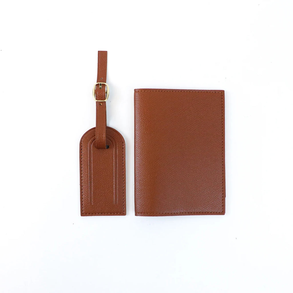 Customized letter pu leather anti-loss luggage tag + two-piece set for travel document and passport holders