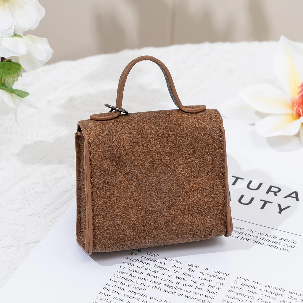Vintage Suede Mini Handbag Charm Multi-use Airpod Storage Bag Ornament