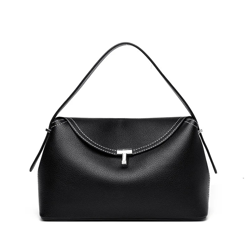1pcs PU Crossbody Bag Hot Selling Women Retro T Metal Lock Underarm Bag  Dual-use Hand & Shoulder Bag Store Cosmetics Minimalist