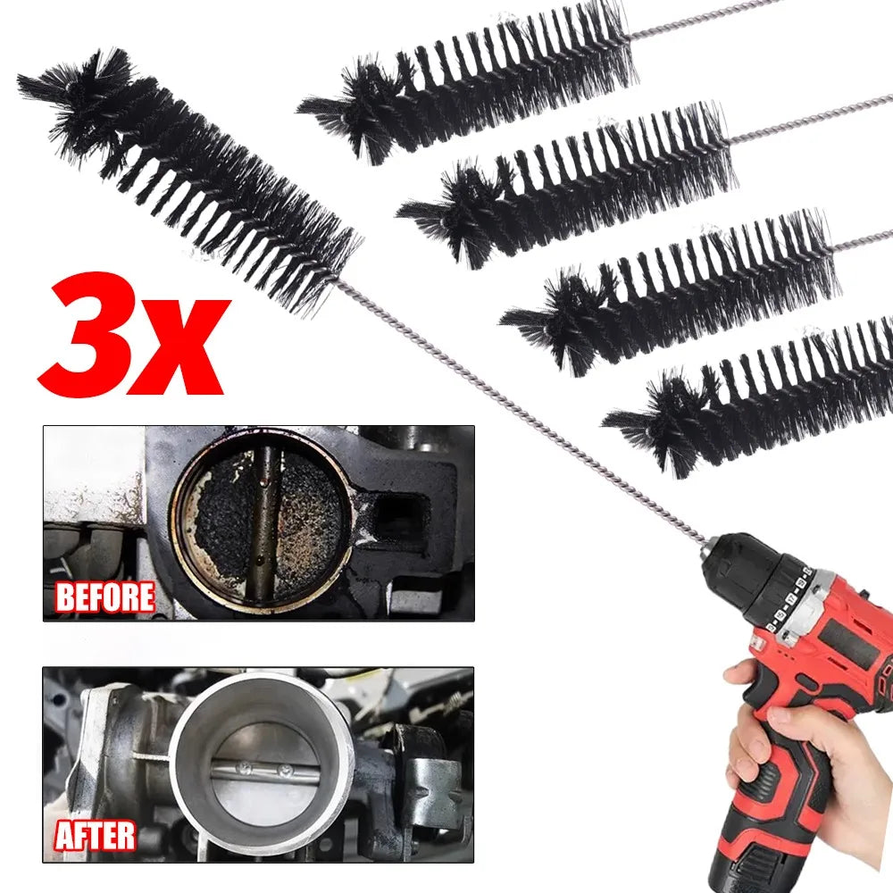 27cm Car Cylinder Cleaning Brush 3cm Diameter Nylon Engine Piston Carbon Deposit Remover Tool for Power Drill Anti Wear Bristles