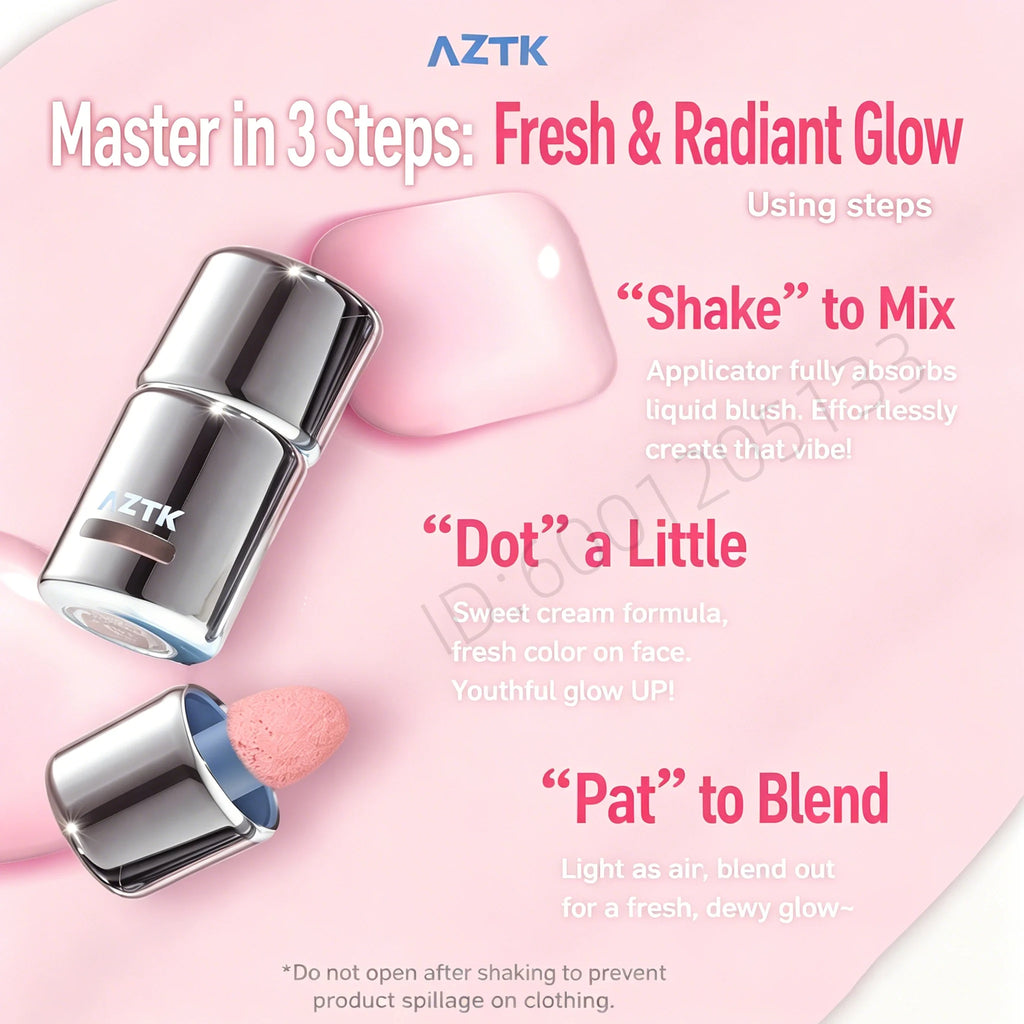 AZTK Liquid Blush Water To Powder Soft Matte Cool Toned Blusher Natural Pink Flush Long Lasting Cheek Tint Makeup