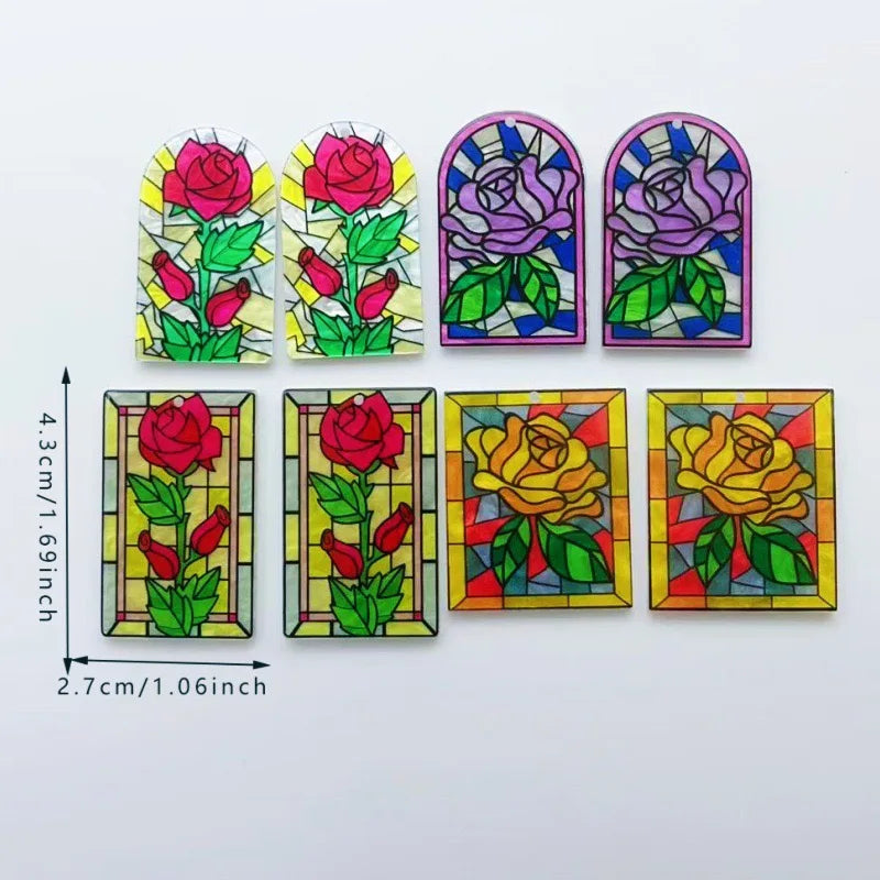 10pcs Wave Flower Earrings Acrylic Acetate Sheet New Chinese Style Hand drawn Oil Painting Female DIY Jewelry Accessories