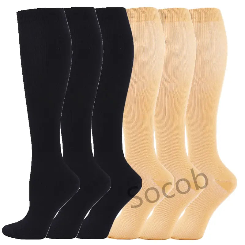 6/7 Pairs Compression Socks Varicose Diabetes Sock Running Cycling Hiking Touring Bicycle Marathon Outdoor Rugby Edema Long Tube