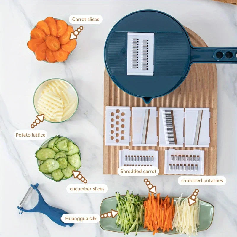 12 In 1 Multi-Functional Vegetable Chopper Potatoes Manually Cut Shred Slicer Radish Grater Kitchen Tools For Hotel/Commercial
