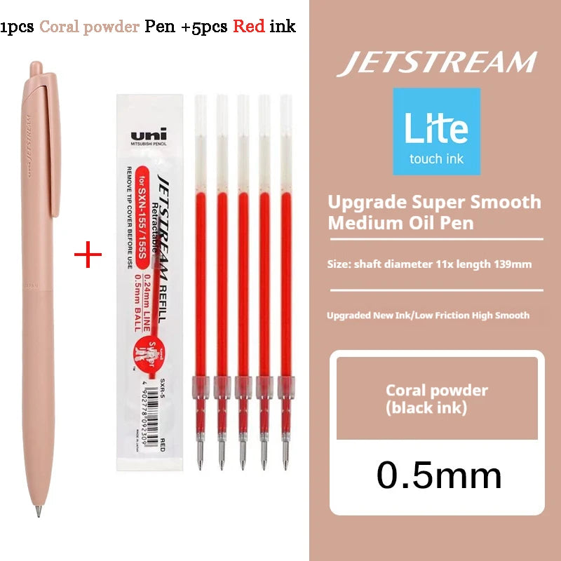 Uni Permanent Ballpoint Pen Jet Stream Anti-slip Cloudy Recycled Eco Shell Friction Super Smooth Ink Oil Pens Portable Supplies