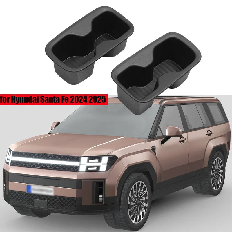For Hyundai Santa Fe 2024 2025 6/7 Seats Car Water Cup Holder The Second Row Drinks Cup Holder Storage Box Accessories 2pcs