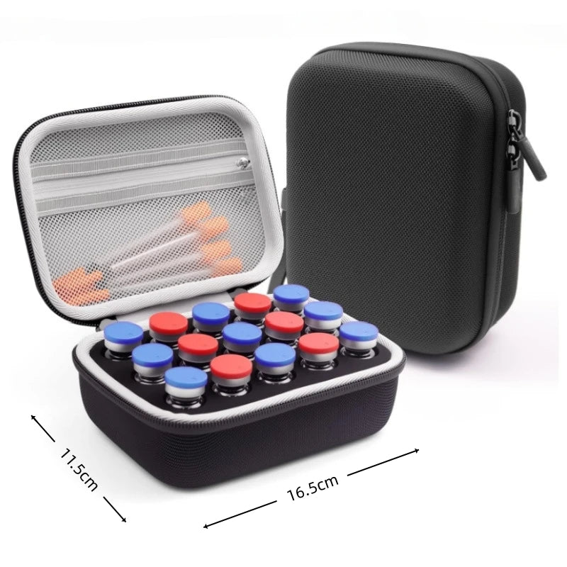 10/15 Slots Insulin Vial Storage Case Portable Peptide Vial Organizer Wear-resistant EVA 1-10ml Vials Diabetes Medication Protec