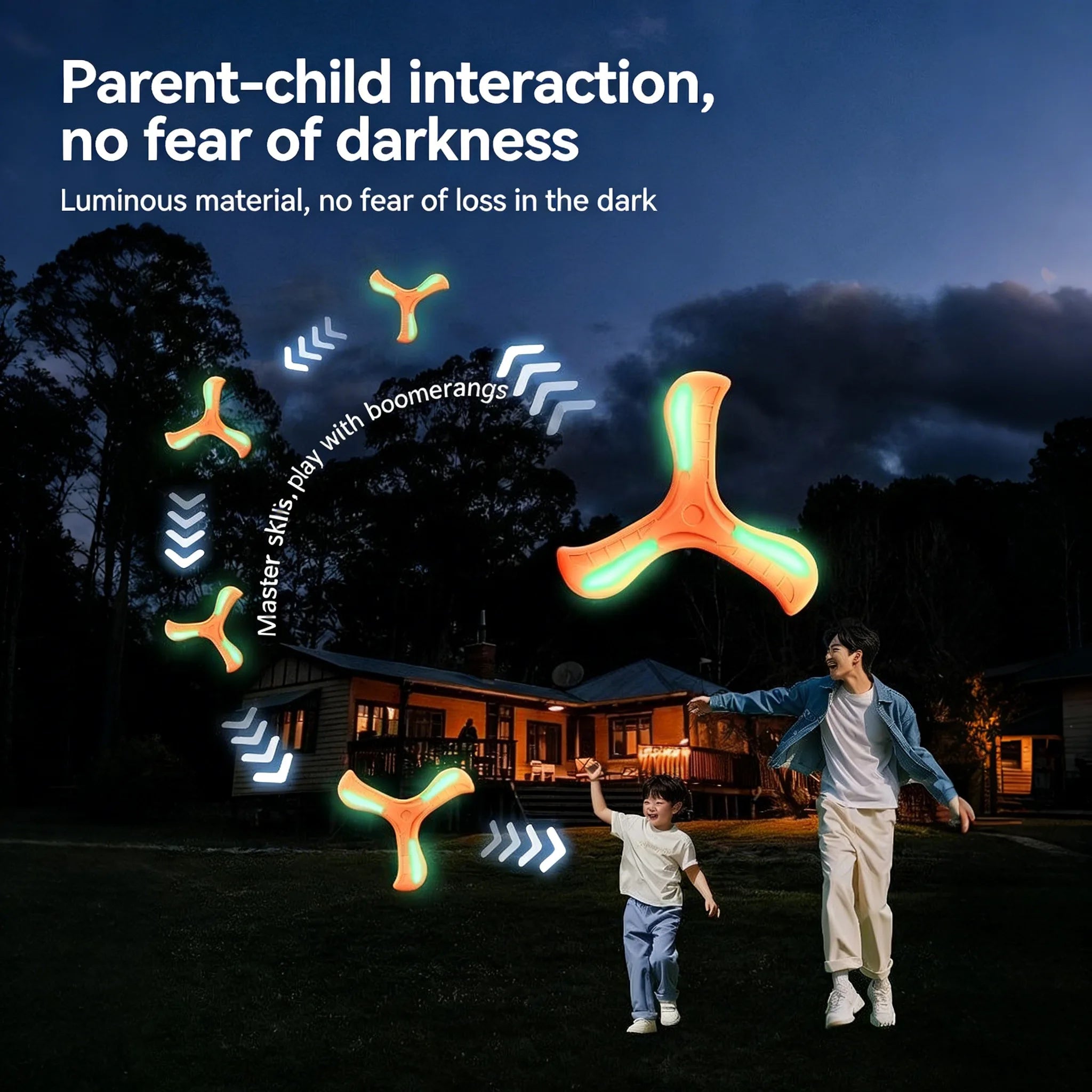 Luminous Boomerang Toy Three-leaf Returning Flying Disc Safe Soft Outdoor Sports Game for Kids Adults Parent-Child Interaction