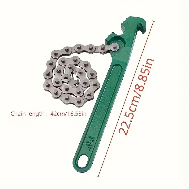 1pc Steel Heavy Duty Chain Wrench Tool, Adjustable Grip Spanner with Ergonomic Handle for Oil Filter Pipe Fittings Removal