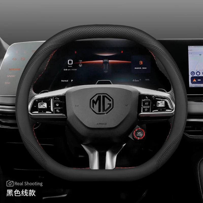 Leather Car Steering Wheel Cover for MG 3 5 One ZX RX5 ZS EHS HS PHEV Luxury Hybrid 2025 2026 Accessories