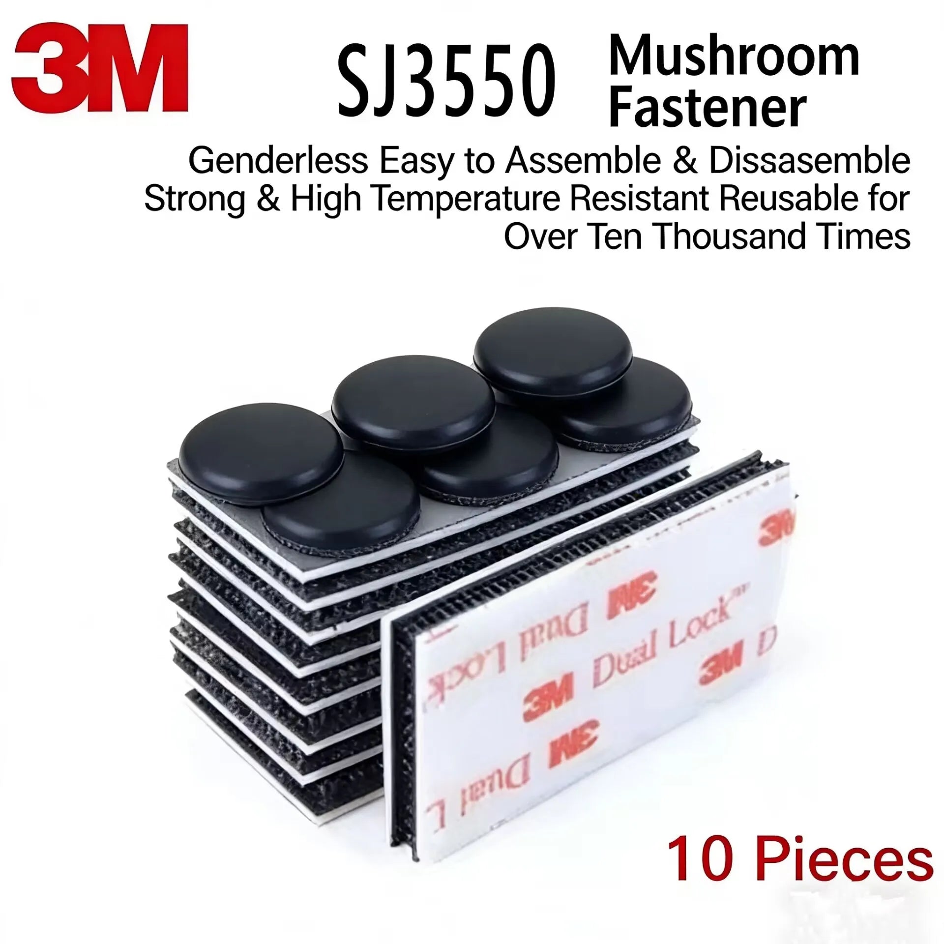 10PCS 3M Mushroom Head Adhesive Tape High Quality Dual Lock Clasp Wavy Lockable Reclosable Double Sided Adhesive Fastener Tape