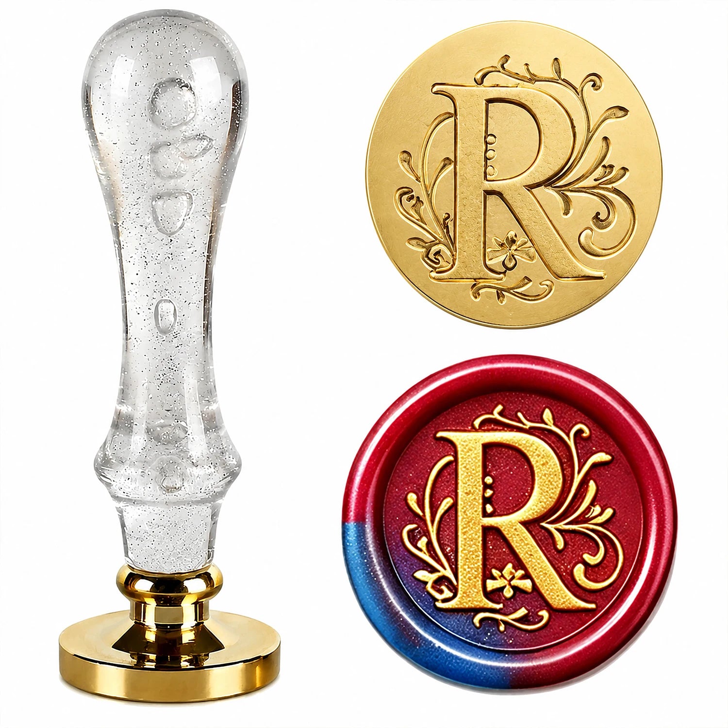 26 Letter Wax Seal Stamp,25mm Brass Head with White Bubble Handle Wax Stamp for Wedding Invitations,Birthday Cards,Envelopes
