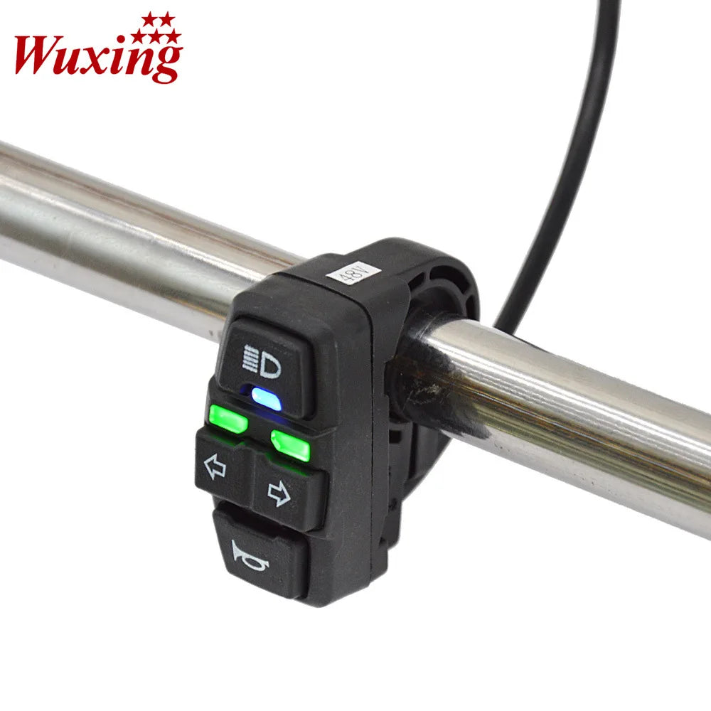 Wuxing KG-336-B 12V-52V Electric Bike Scooter Light Three-in-one Switch Frontlight+Horn+Turning Light Switch Diy Parts