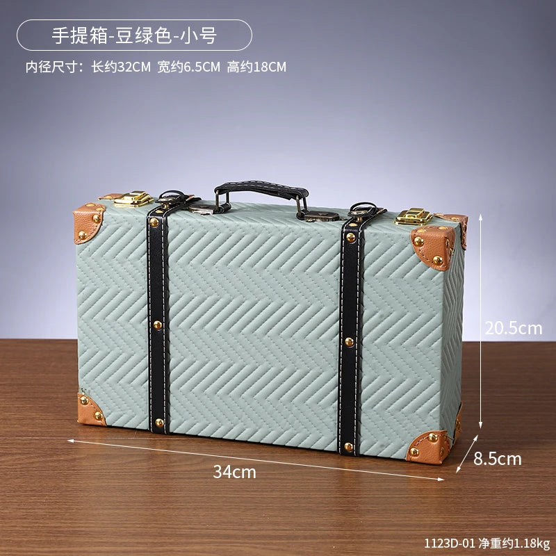 Customized Luxury Vintage Trunk Suitcase Red Travel Leather Luggage Valises Fashion Large Capacity Clothes Storage Prop Box