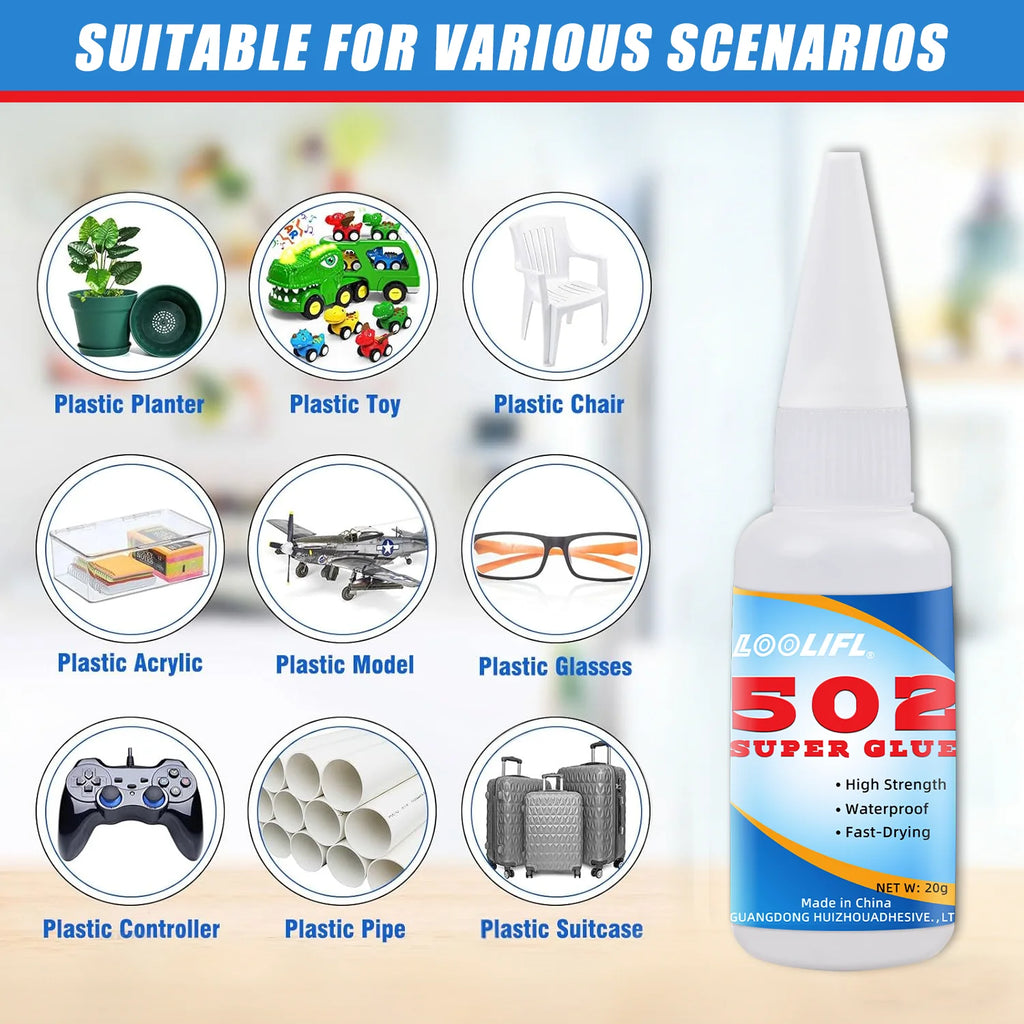 502 Super Glue Strong Adhesive Multi-Purpose Repair Glue for Plastic Metal Rubber Wood Ceramic DIY Craft Household Hand Tools