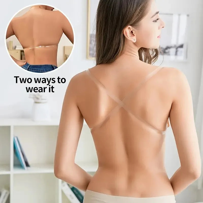Sticky Bra for Women Backless Wedding Dress Silicone Plunge Deep U Neck Adhesive Bras Lift Boob Invisible Underwear Nipple Cover