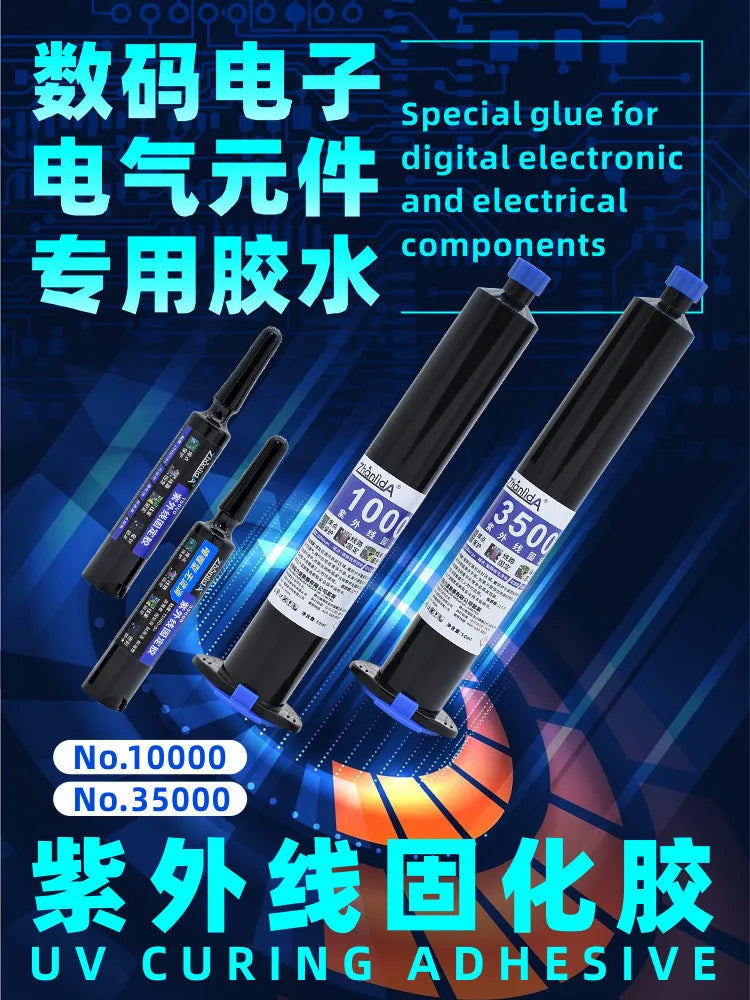 UV Glue Red Blue Black Transparent Color 10ml 50ml for Digital Electronic Components PCB Board Metal Semiconductor Chips