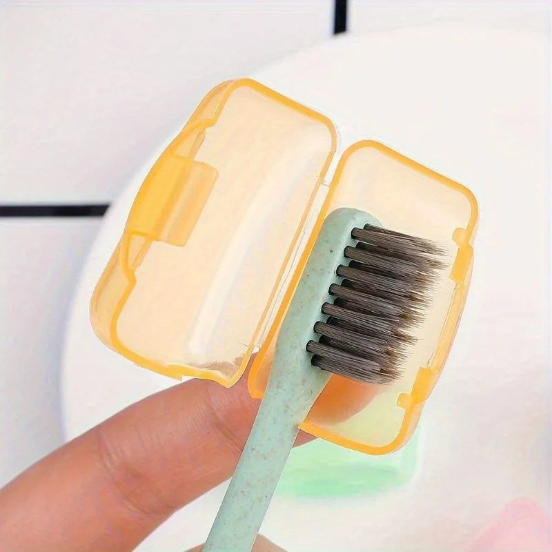 50pcs Portable Toothbrush Head Cover Dustproof Protection Case Storage Cover For Outdoor Travel Bathroom Supplies