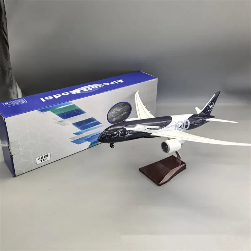 1:130 Scale Lufthansa B787 Airways 100th Anniversary Commemoration Airplane Model Aircraft With LED Collection Display Gifts