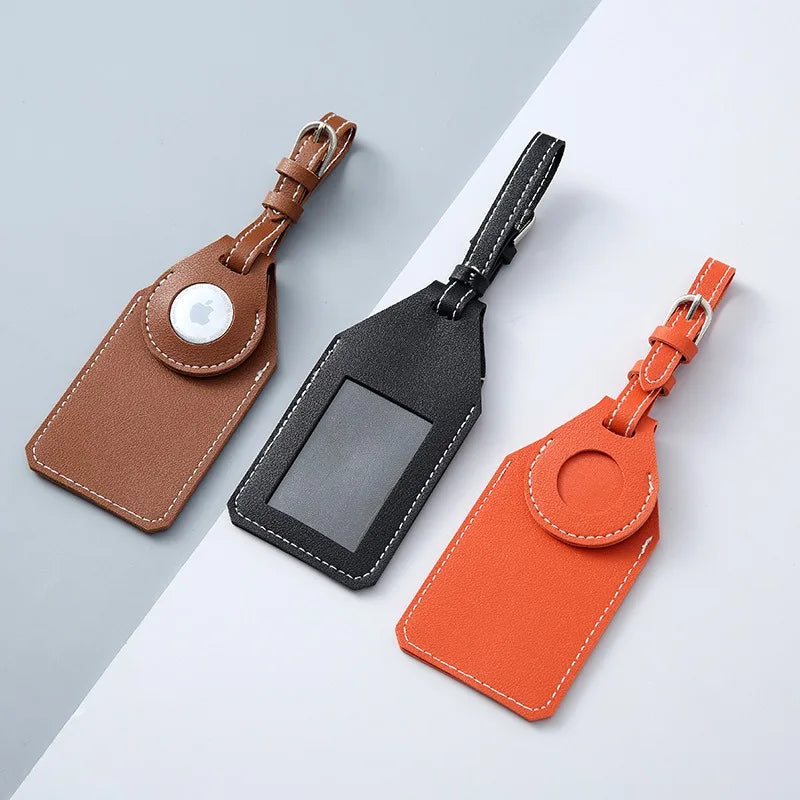 Leather Luggage Tags for AirTag Cases Anti-loss Travel Luggage Tags with Card Holders