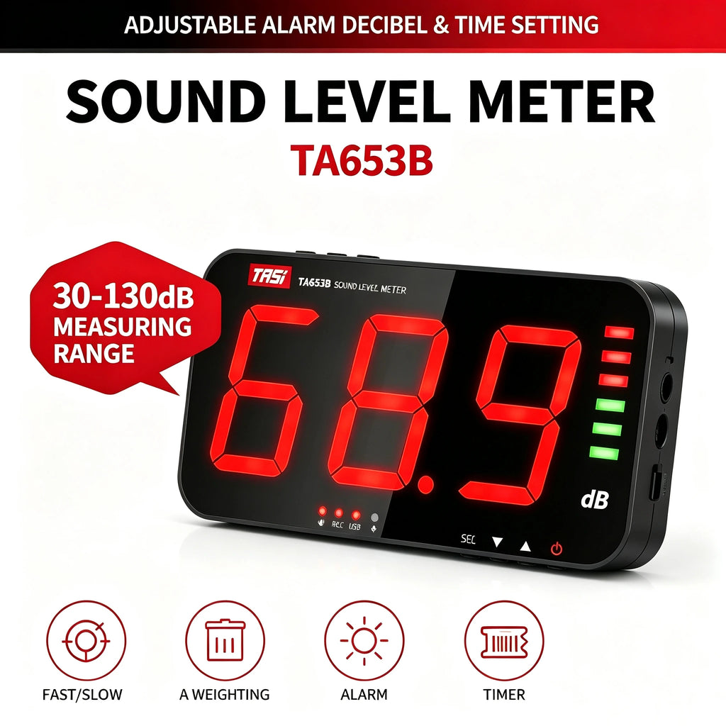 Sound Level Display Panel - Decibel DB Monitor 30-130dB 0.5s Alarm LED Screen Factory Bar Classroom Office Noise Detect