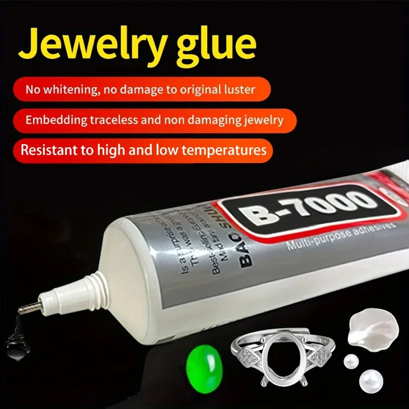 Jewelry Glue (110g) B7000/T7000 for DIY Jewelry, Mobile Phones, Metal, and Glass—Waterproof Transparent/Black Adhesive