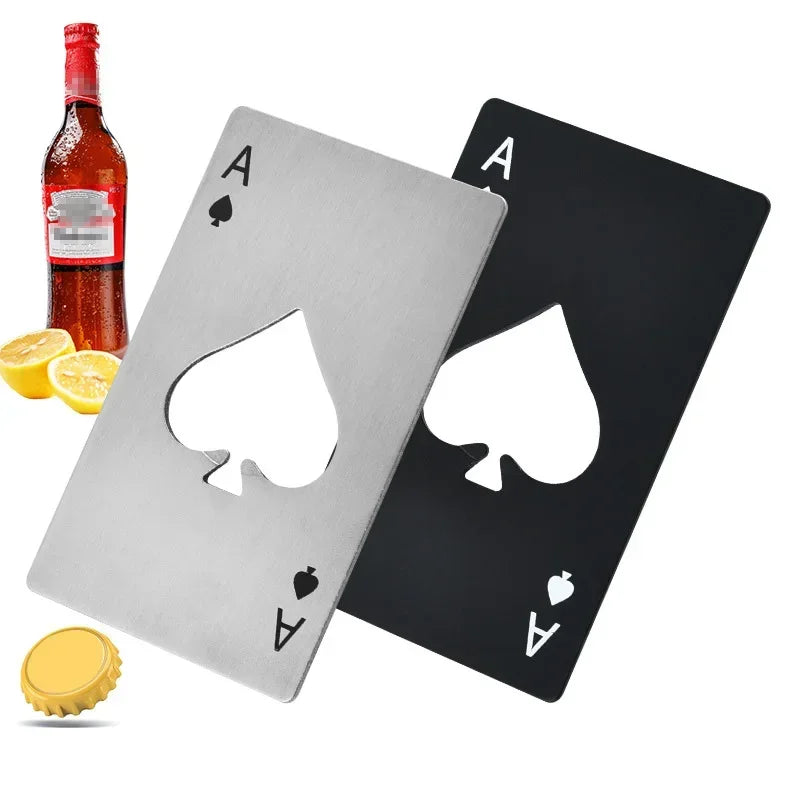 Portable Spades Bottle Opener Poker Shaped Wine Beer Black Peach A Playing Cards A Bottle Opener Hot  Stainless Steel Home Tools