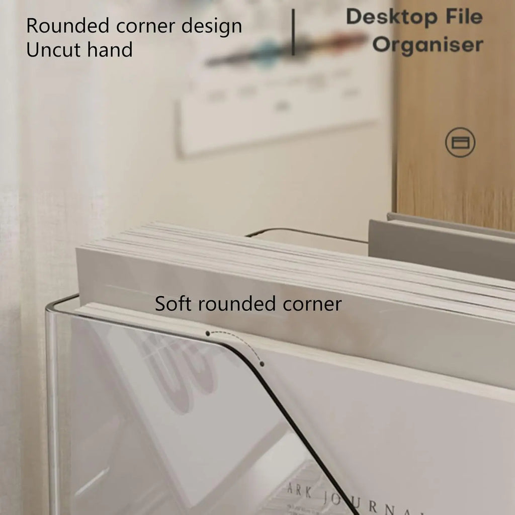 Acrylic A4 Storage Filing Box for Documents Plastic Paper File Organizer Vertical Magazine Rack Desk Folder Desktop Supplies