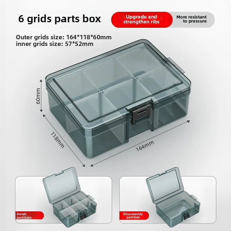 Thickened Grid Plastic Tool Box Screw Storage Organizer with Removable Dividers Adjustable Compartments for Car Repair DIY