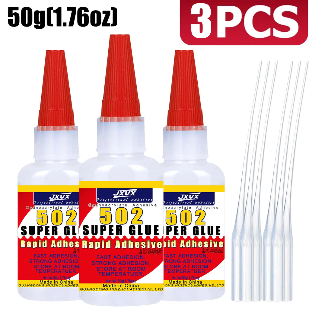 20/50g Large Capacity 502 Super Glue,Cyanoacrylate Adhesive, Instant Quick Drying Cyanoacrylate Adhesive, Leather, Rubber, Glass, Wood, Metal, Liquid Adhesive Tool Includes precision dispenser,1-10pcs.