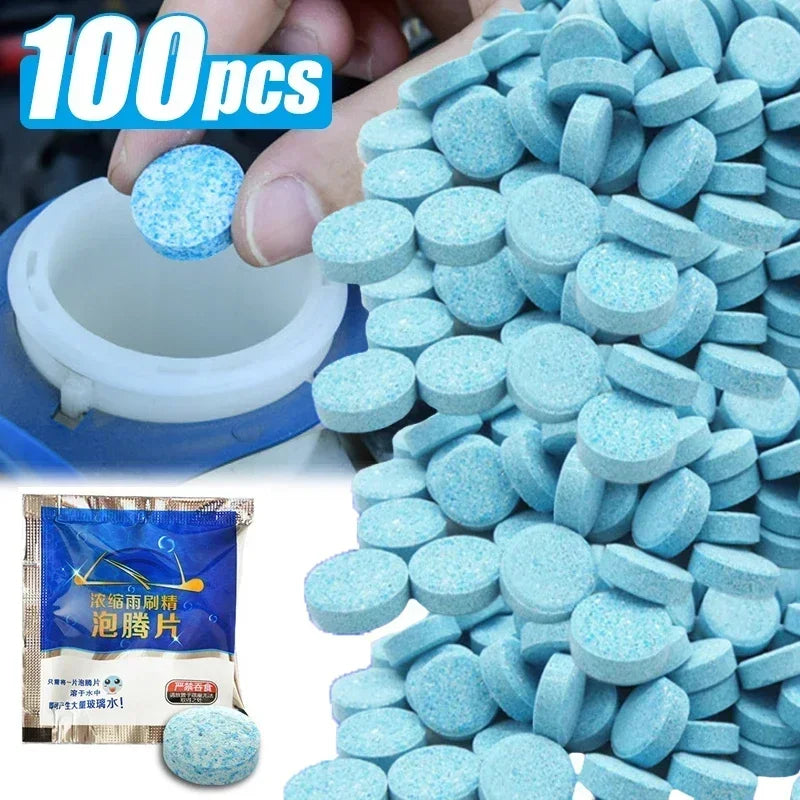2/100Pcs Solid Cleaner Car Windscreen Cleaner Effervescent Tablet Auto Wiper Glass Solid Cleaning Concentrated Tablet