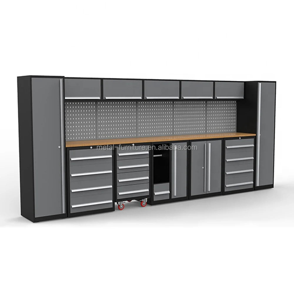 High Strength Metal Tool Cabinet with Universal Wheel Trolley Garage Hardware Storage Chest Professional Mechanic Organizer