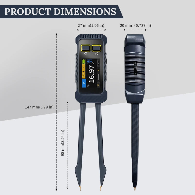 Smart LCR Bridge Tweezer Resistance Inductance Capacitance Diode Tester 100Hz/1KHz/10kHz 0.3V/0.6V Type‑C Portable Meter