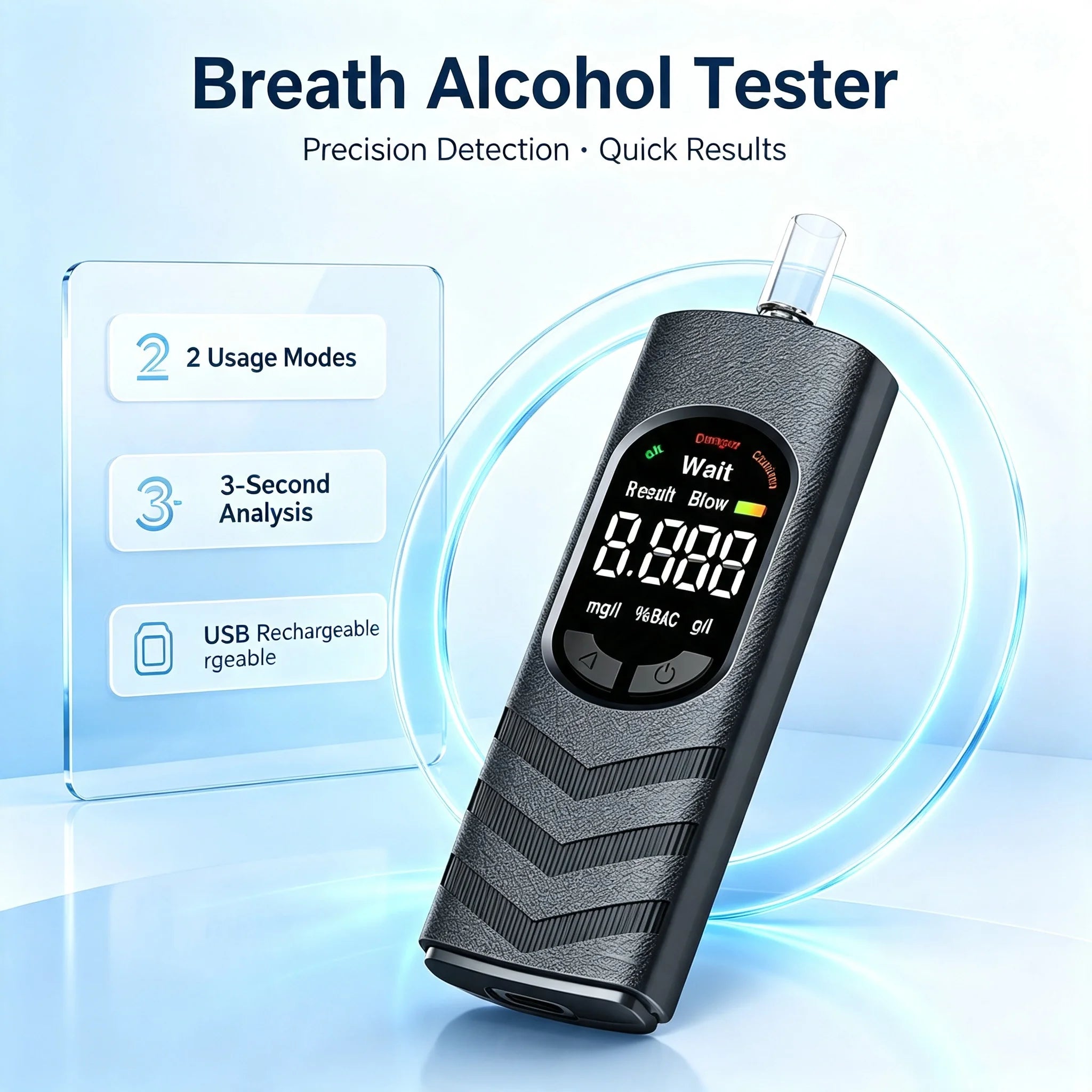 Digital Alcohol Tester Professional Alcohol Detector Breathalyzer , LCD Display Drunk Driving Test for Home