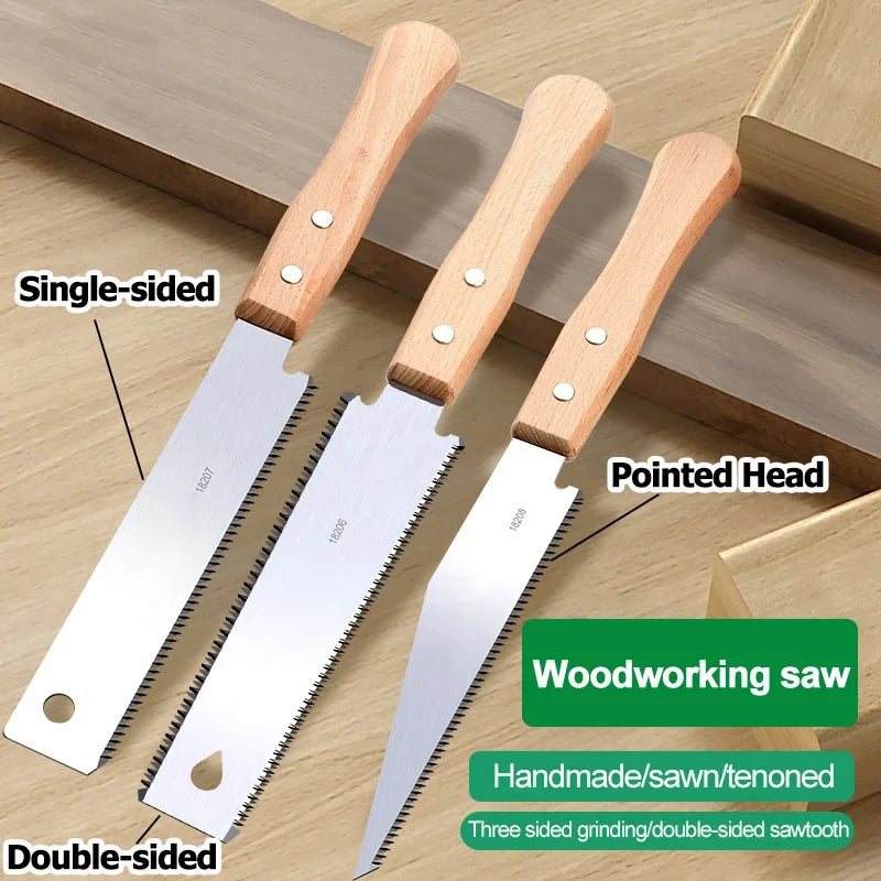 Japanese Style Hand Saw with Non-slip Wooden Handle Pull Type Flexible Flush Cut Woodworking Cutting Tool for Woodcraft