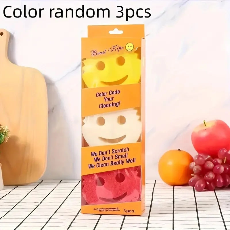 Double Sided Sponge Set - Scratch Free Deep Clean Kitchen Bathroom More Ergonomic Design Sponge Holder for Kitchen Sinks