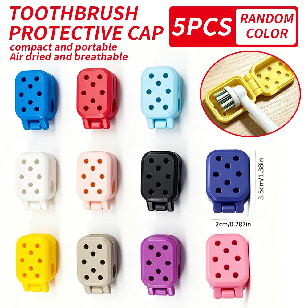 Flip Open Toothbrush Head Protective Cover With Air Holes, Anti-Dust Anti-Mold Breathable Toothbrush Cap, Washable Reusable Tool