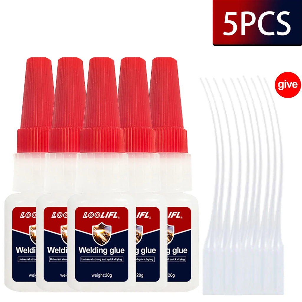 LOOLIFL 7PCS 50ml Super glue High Strength Quick-drying Cyanoacrylate Adhesive for leather, rubber, wood, Metal Liquid glue 20g