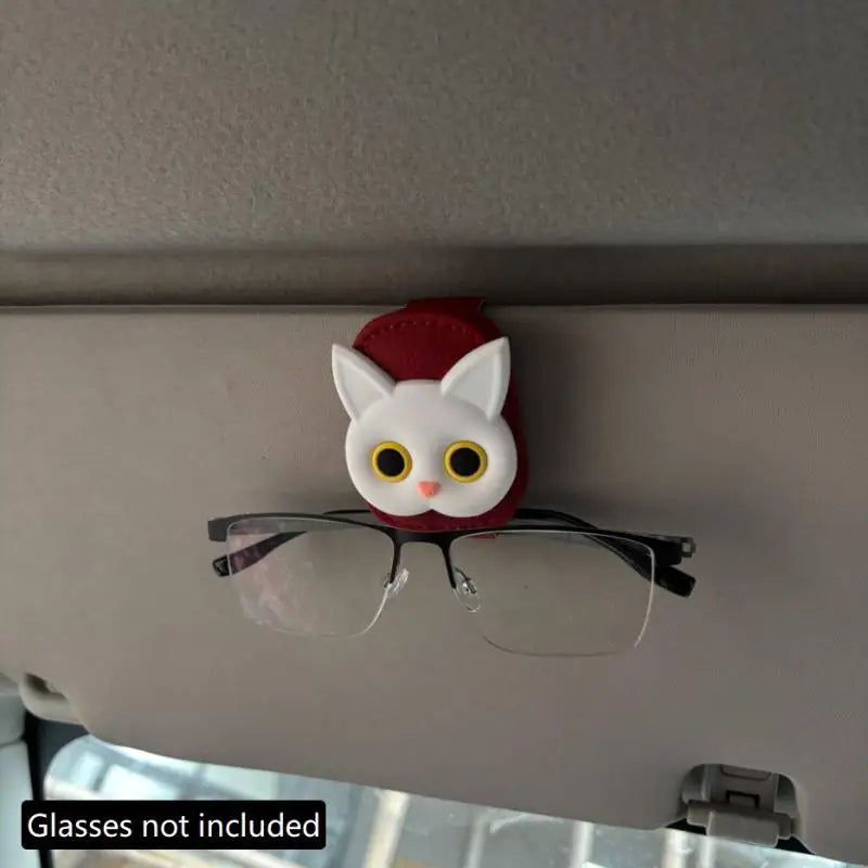 Cute Cat Magnetic Glasses Case for Car Sun Visor Holder Multi Function Auto Accessories for Women Girls